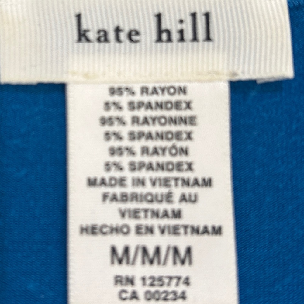 Kate Hill Teal v neck Long-Sleeve Twist-Front stretchy Top size medium - Picture 7 of 7